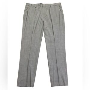 Gray Straight Leg Wool Dress Pants